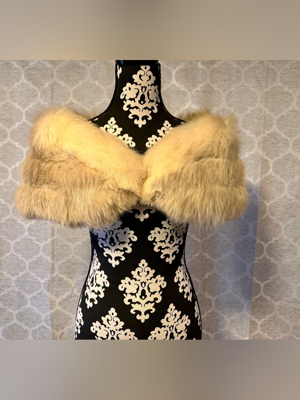 Vintage Genuine Blonde Fox Fur Stole Wrap Shawl